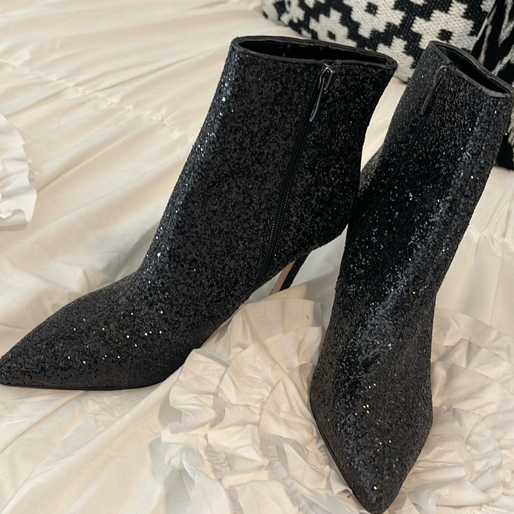 Renvy black sparkling high heel booties